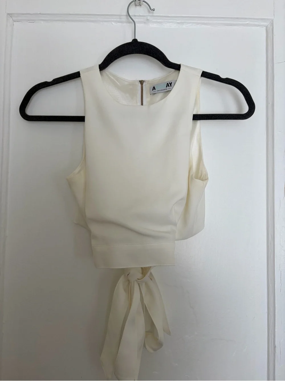 A.L.C. Cream Tie-Back Crop Top